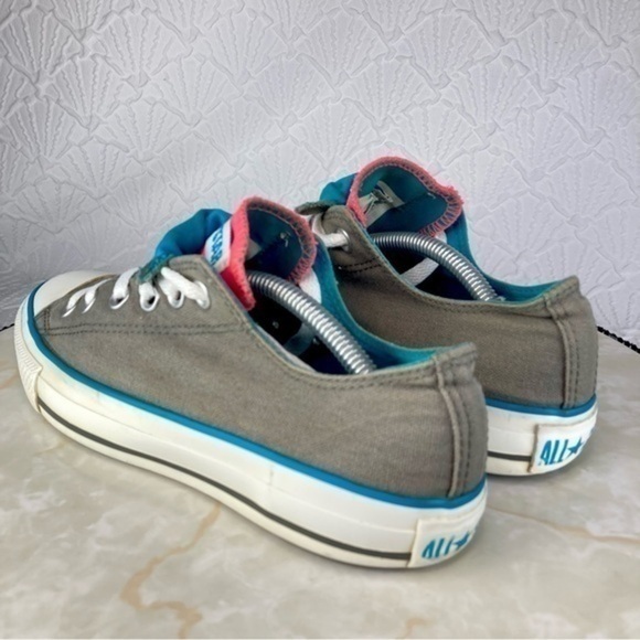 Converse All Star Double Tongue Sneakers Womens 7 Gray Pink Canvas Low Top Shoes - Picture 7 of 11